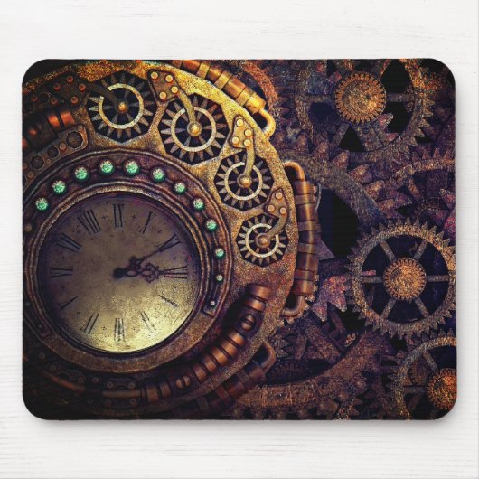 Steampunk Time Clock Gears Dark Muismat (Voorkant)