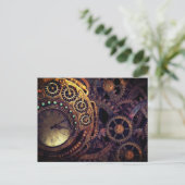 Steampunk Time Clock-tandwielen Briefkaart (Staand voorkant)