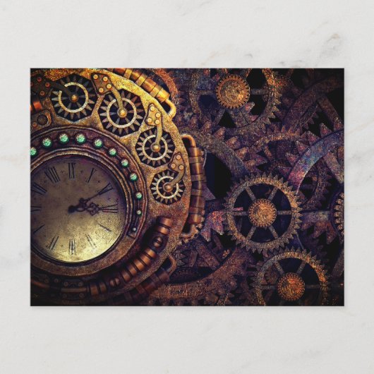 Steampunk Time Clock-tandwielen Briefkaart (Voorkant)