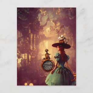 Steampunk Time Keeper Lady Briefkaart