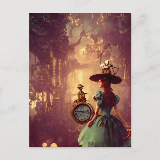 Steampunk Time Keeper Lady Briefkaart (Voorkant)