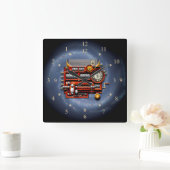 Steampunk Time Machine Clock ~ Milky Way Galaxy ~ Vierkante Klok (Huis)