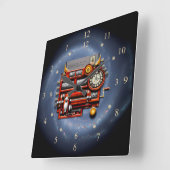 Steampunk Time Machine Clock ~ Milky Way Galaxy ~ Vierkante Klok (Hoek)