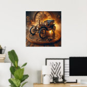 Steampunk Time Machine" Hot Rod 10-3 Poster (Thuiskantoor)