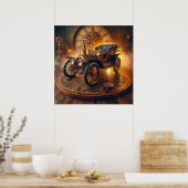 Steampunk Time Machine" Hot Rod 10-3 Poster (Keuken)