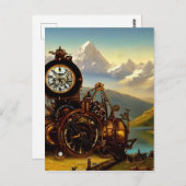 Steampunk Time Machine in Swiss Alps Fantasy Art Briefkaart (Voorkant / Achterkant)