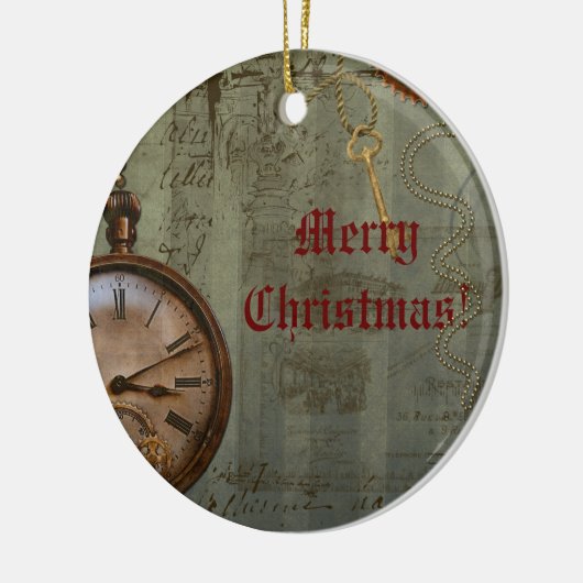 Steampunk Time Machine kerstversiering Keramisch Ornament (Links)