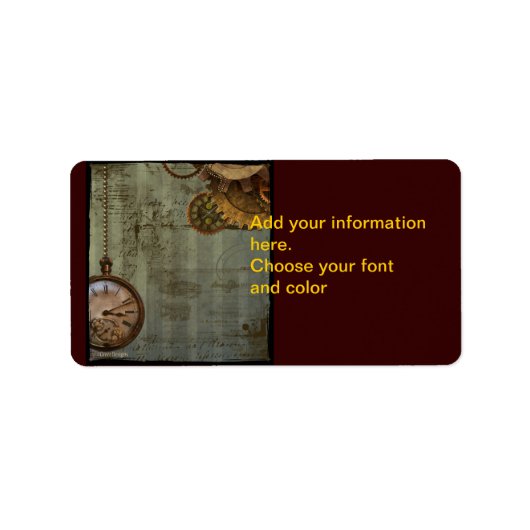 Steampunk Time Machine Kloklabels Etiket (Voorkant)