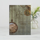 Steampunk Time Machine nodigt uit Kaart (Staand voorkant)