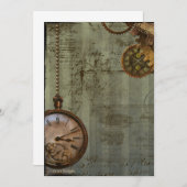 Steampunk Time Machine nodigt uit Kaart (Voorkant / Achterkant)