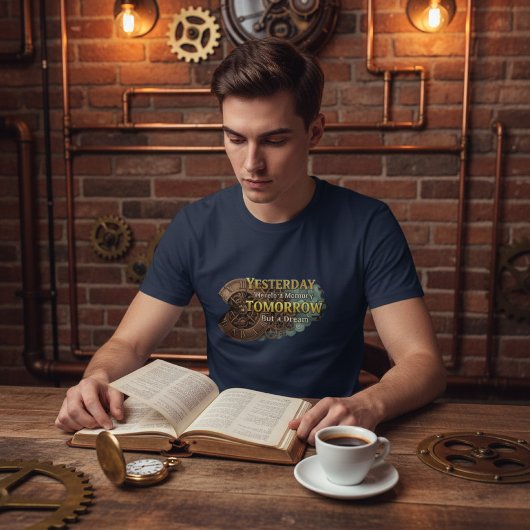 Steampunk Time Machine - Yesterday & Tomorrow Navy T-shirt