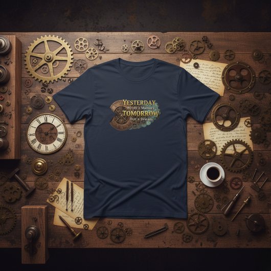 Steampunk Time Machine - Yesterday & Tomorrow Navy T-shirt