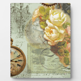 Steampunk Time & Yellow Roses Fotoplaat