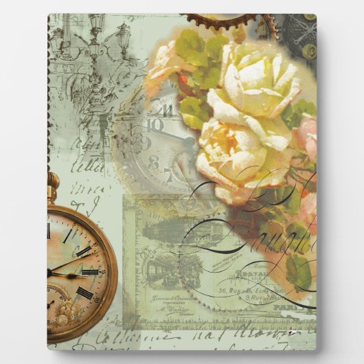 Steampunk Time & Yellow Roses Fotoplaat (Voorkant)
