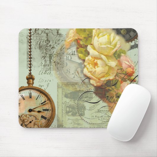 Steampunk Time & Yellow Roses Muismat (Met muis)