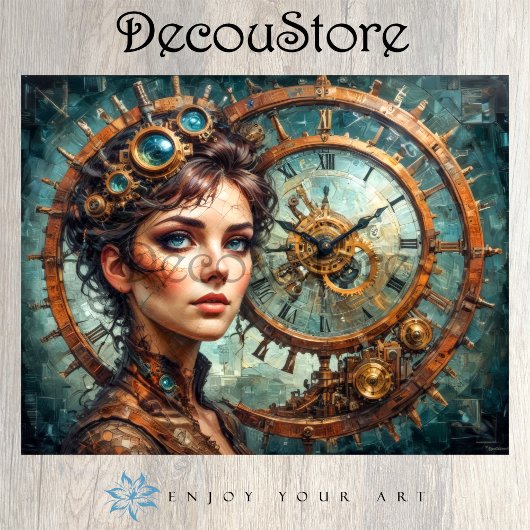 Steampunk Timekeeper Portrait Decoupage Tissuepapier