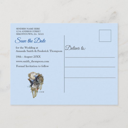 Steampunk Timeless Wedding Party cards & giften Aankondigingskaart (Achterkant)