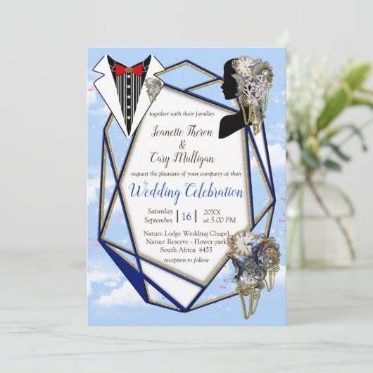 Steampunk Timeless Wedding Party cards & giften Kaart (Staand voorkant)