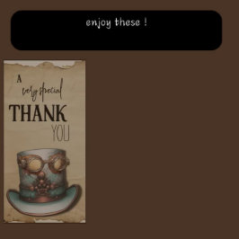 Steampunk Tophoed en bril | Aqua en koper Bedankkaart