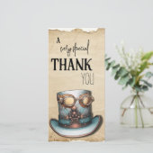 Steampunk Tophoed en bril | Aqua en koper Bedankkaart (Staand voorkant)