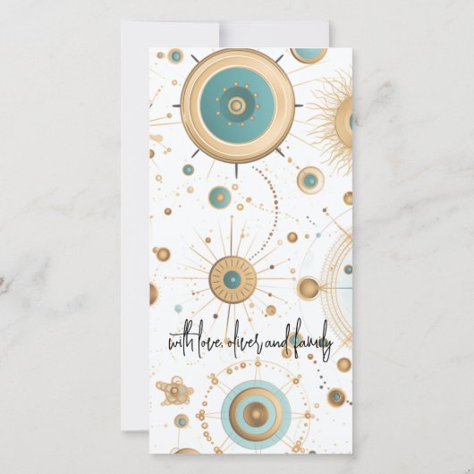 Steampunk Tophoed en bril | Aqua en koper Bedankkaart (Achterkant)