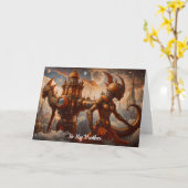 Steampunk Toren met Vrouwelijke Beeldhouwwerken Ve Kaart (Gele Bloem)