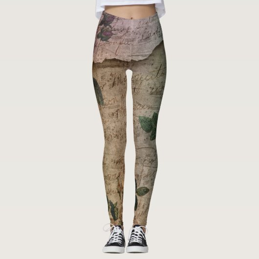 Steampunk Torn Roos |  depressie Leggings (Voorkant)