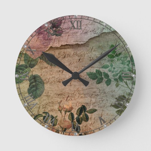 Steampunk Torn Roos |  depressie Ronde Klok (Voorkant)