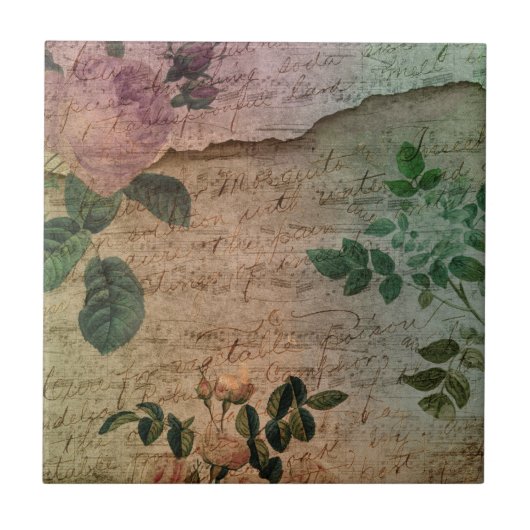 Steampunk Torn Roos |  depressie Tegeltje (Voorkant)