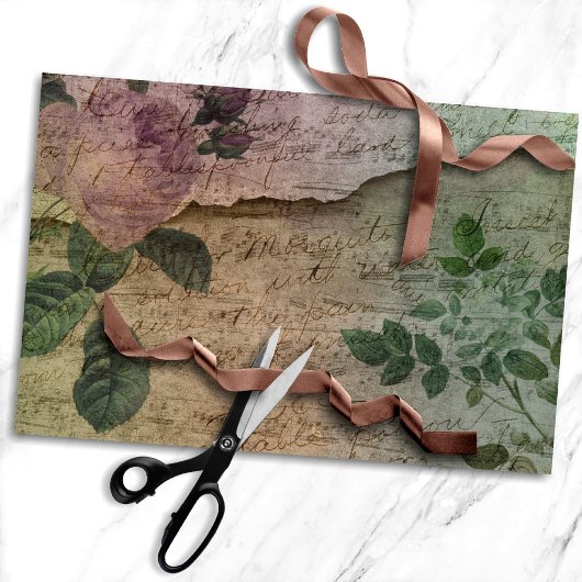 Steampunk Torn Roos |  depressie Tissuepapier