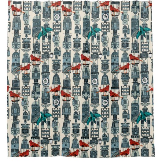 steampunk torwers douchegordijn (Voorkant)