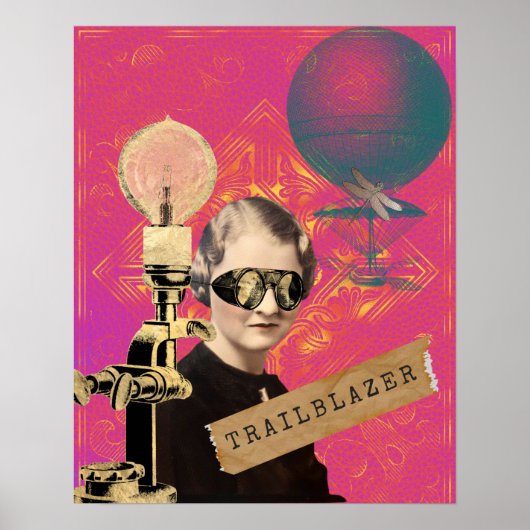 Steampunk Trailblazer Funky Collage Art Print (Voorkant)