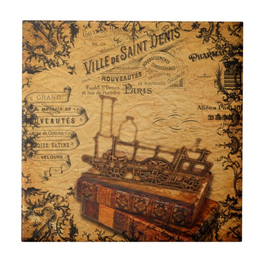 Steampunk-train Tegeltje (Voorkant)