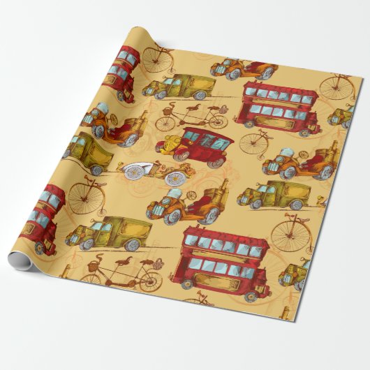 Steampunk-transportpatroon Cadeaupapier (Uitgerold)