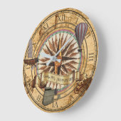 Steampunk Travel Antiek Map Compass Adventure Grote Klok (Hoek)