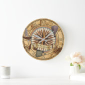 Steampunk Travel Antiek Map Compass Adventure Grote Klok (Huis)
