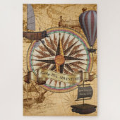 Steampunk Travel Antiek Map Compass Adventure Legpuzzel (Verticaal)