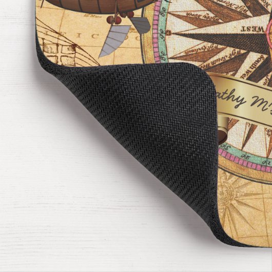 Steampunk Travel Antiek Map Compass Adventure Muismat (Hoek)