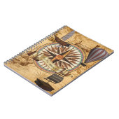Steampunk Travel Antiek Map Compass Adventure Notitieboek (Linkerzijde)