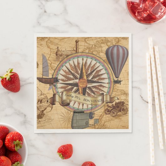 Steampunk Travel Antiek Map Compass Adventure Servet (Insitu)