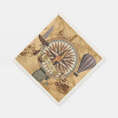 Steampunk Travel Antiek Map Compass Adventure Servet (Hoek)