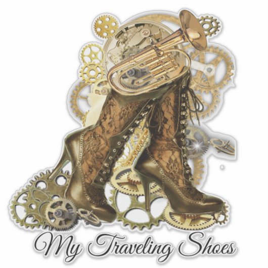 Steampunk Traveling Shoes Sticker (Voorkant)