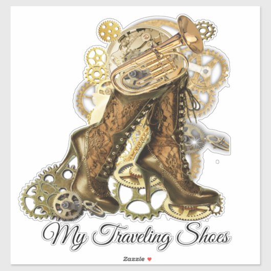 Steampunk Traveling Shoes Sticker (Vel)
