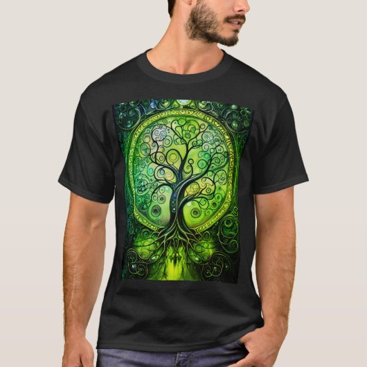Steampunk Tree of Life Original Fantasy Art T-Shi T-shirt (Voorkant)