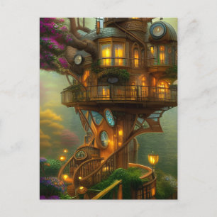 Steampunk Treehouse Observatory Briefkaart