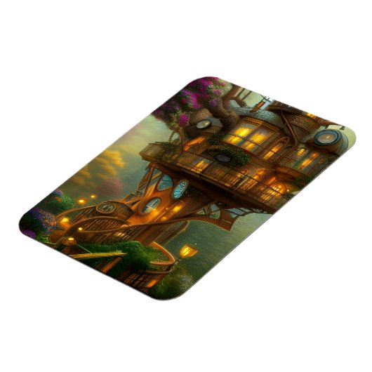 Steampunk Treehouse Observatory Magneet (Linkerzijde)