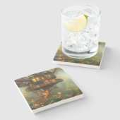 Steampunk Treehouse Observatory Stenen Onderzetter (Zijkant)