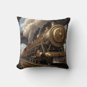 Steampunk Trein en Victoriaans Brug Kussen