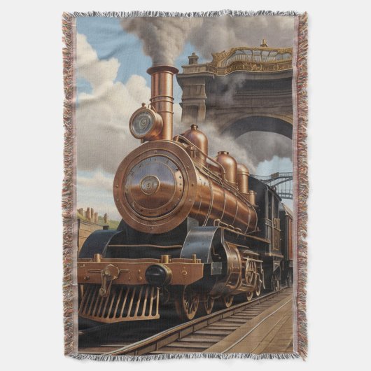 Steampunk trein vertrekt uit Londen Deken (Voorkant Verticaal)