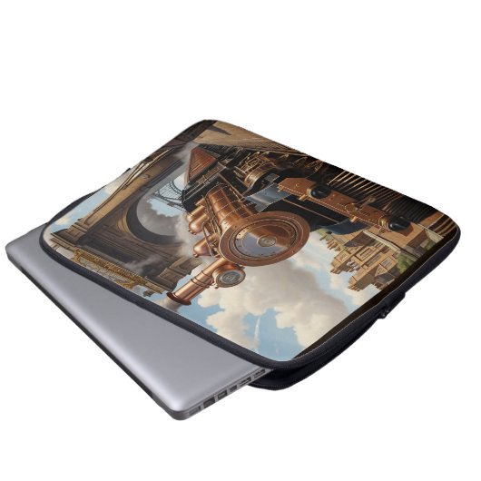 Steampunk trein vertrekt uit Londen Laptop Sleeve (Voorkant onderkant)